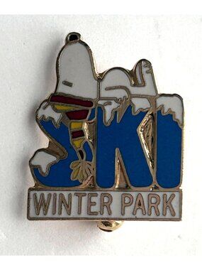 Peanuts Snoopy Winter Park Ski Souvenir Enamel Lapel Pin